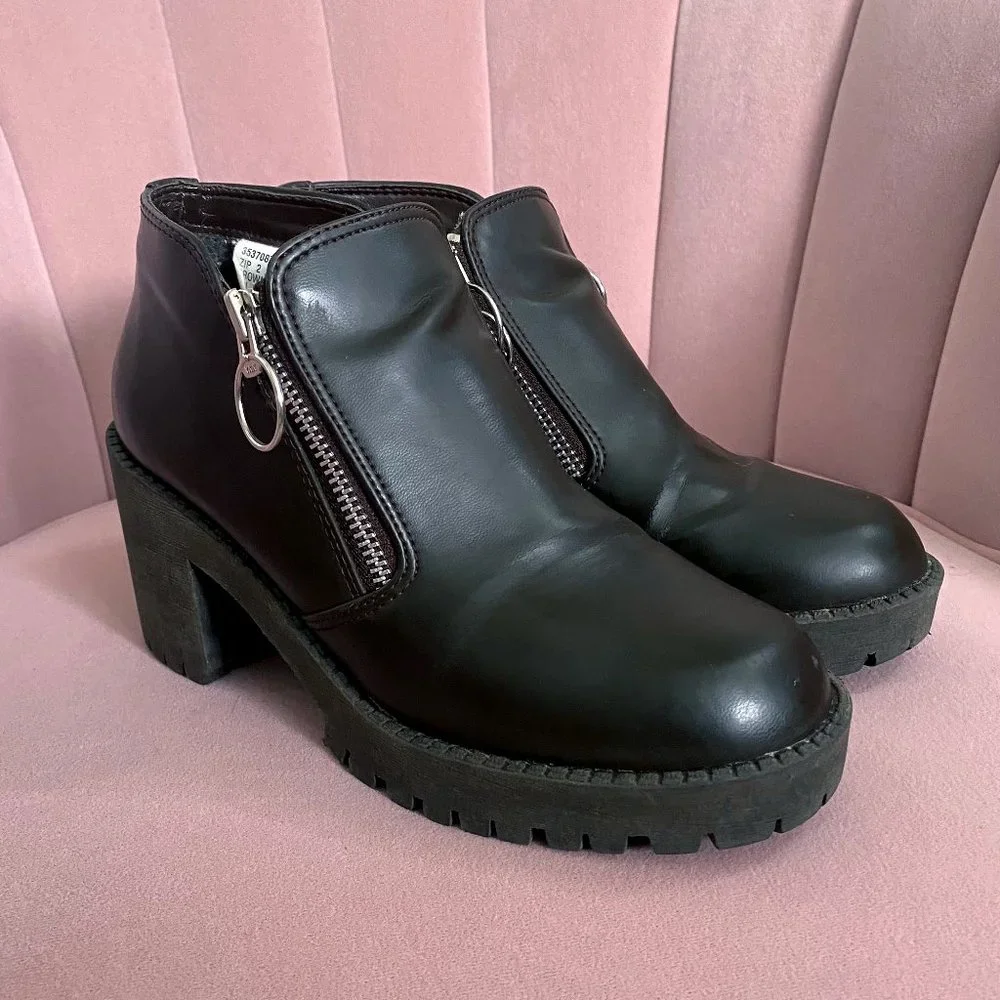 Y2K No Boundaries O-Ring Zipper Booties - Picture 1 of 6